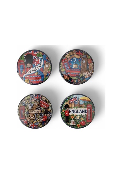 İngiltere Magnet Set 2 - 4'lü Buzdolabı Magnet England Karışık Renkli