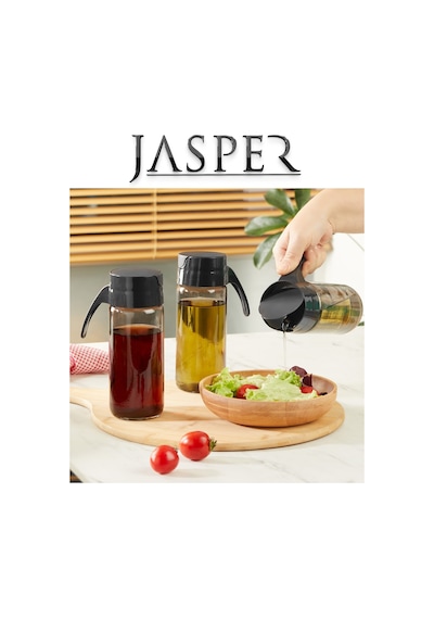 Jasper Jpr-0124 2'li Cam Yağdanlık 500 Ml Yağ Sirke Sürahisi Antrasit