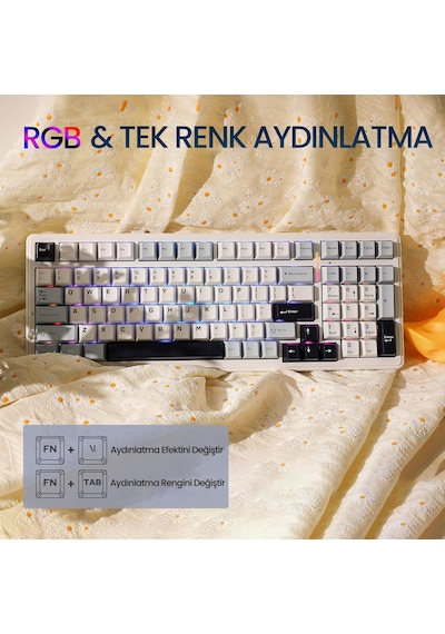 Aula F99 3 Modlu Rgb Hot Swap Mekanik Reaper Switch Kablosuz Makrolu Klavye Lacivert