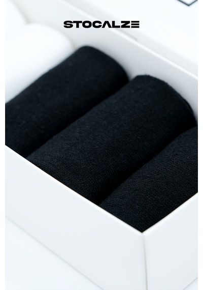 Stocalze Unisex Bambu Düz Patik. Dikişsiz,terletmez,yumuşak 6'lı Kutulu Siyah Beyaz Çorap Seti Siyah - Beyaz