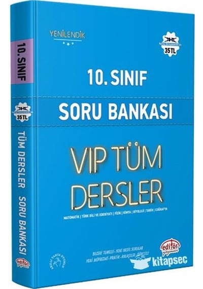 10.Sınıf Tüm Dersler Vip Soru Bankası Mavi Kitap - Editör Yayınev