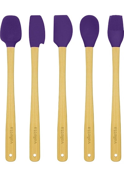 Valletta Indigo 5'li Mor Bambu Silikon Spatula Seti Uzun 26 Cm