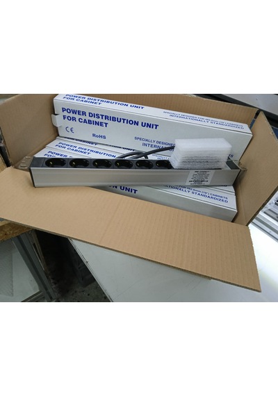 9" 1U 6'lı Schuko Sigortalı Alüminyum Rack Kabin PDU(10 ADET)