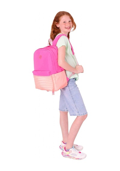 Kaukko Quick Kız Çocuk Üç Bölmeli Pembe Turuncu Kapitone Detaylı Okul Sırt Çantası - K1789 Pembe - Turuncu