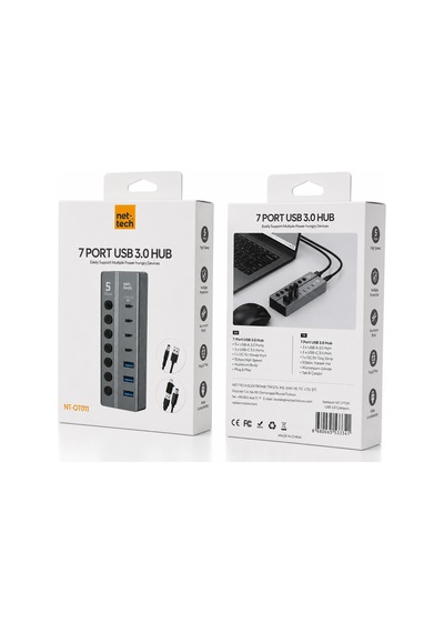 Nettech Nt-ot011 7 İn 1 Usb To Type-c Dönüştürücü - Gri Diğer