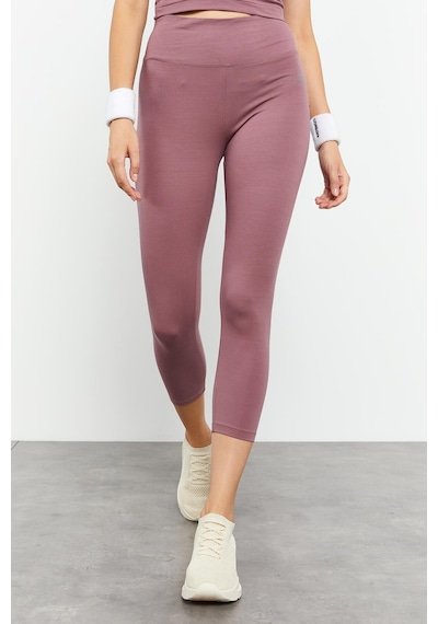 Tommylife Gül Kurusu Yüksek Bel Kapri-crop Atlet Slim Fit Kadın Tayt Takım - 95284 Gülkurusu