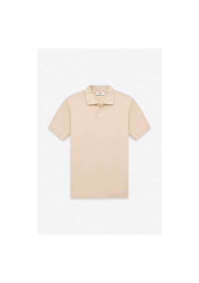 Süvari Bej Slim Düz Baskısız Pike Düğmeli Polo Yaka Tişört Sts1014000019-bj3