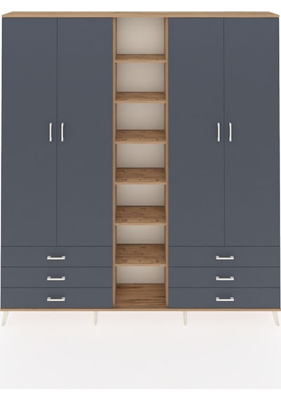 Arges Dolap 13 Raflı 6 Çekmeceli 2 Askılı 220x30x243 Çam-antrasit/antrasit Antrasıt/antrasıt Arges Dolap 13 Raflı 6 Çekmeceli 2 Askılı 220x30x243 Çam-antrasit/antrasit Antrasıt/antrasıt