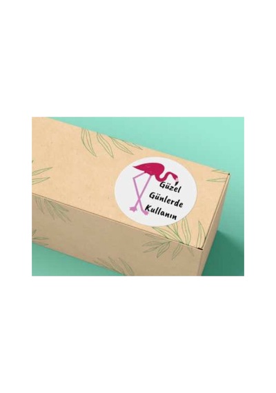 Flamingo Baskılı Güzel Günlerde Kullanın Etiketi Yuvarlak Mat Stıcker 4 Cm 100 Adet Çok Renkli