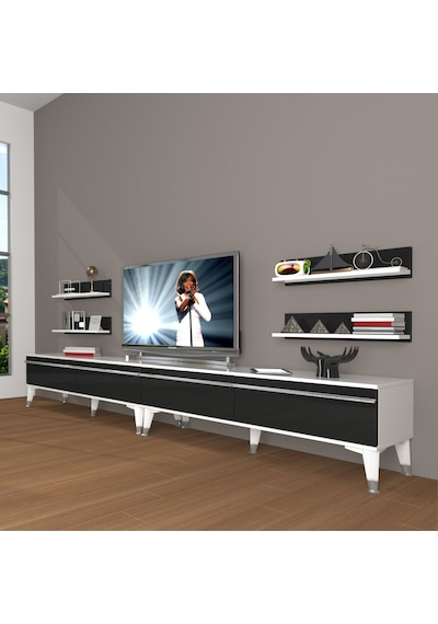 Decoraktiv Eko 360r Mdf Silver Tv Ünitesi Tv Sehpası Beyaz - Antrasit