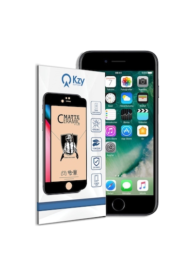 Apple Uyumlu   iPhone 7 ile Tam Kaplayan Esnek Nano Mat Seramik Ekran Koruyucu - Siyah