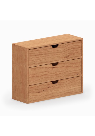 Desna Üç Katlı Üç Çekmeceli Dolap - Kiraz 34 Cm Uzunluk X 12.1 Cm Derinlik X 27.2 Cm Woodsaka Doğal Ahşap