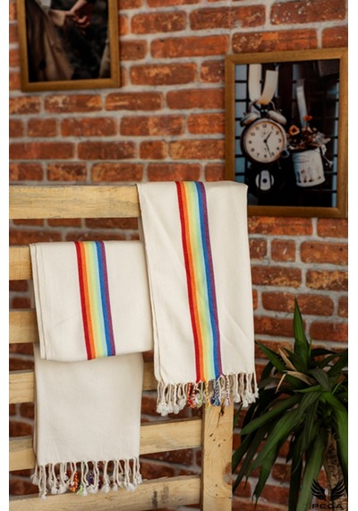 Pega Rainbow Peştamal 90x170 Cm %100 Koton Gökkuşağı Plaj Havlusu Gökkuşağı