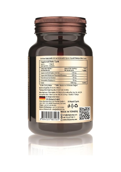 Hyaluronic Acid 210 Mg + Astaksantin 10 Mg 30 Capsules