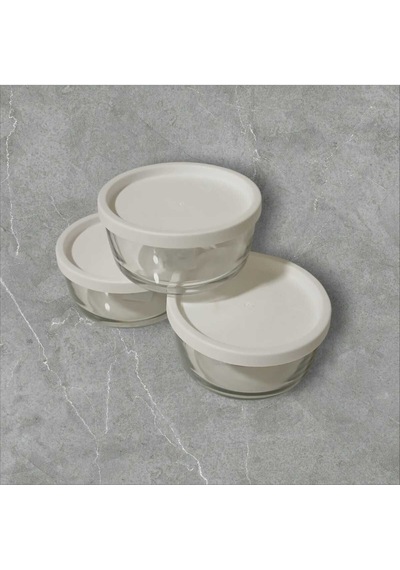 Feyzade Round Saklama Kabı 1490 Cc X 3 Adet Beyaz Kapaklı Karışık