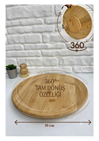 Sunumluk Bambu Döner 30 Cm Pizza,peynir,pasta Tabağı