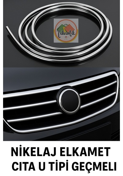 Alfa Romeo Gt Uyumlu Nikelaj U Tipi Nikelaj Çıta Kapı & Panjur İçin Krom Detay 15 Metre