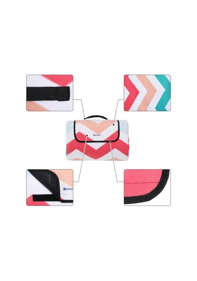 Picnic Blanket, 200 X 200 Cm, Outdoor Beach Blanket For Camping, Park, Yard, With Waterproof Backing, Foldable, Red Wave Çok Renkli Picnic Blanket, 200 X 200 Cm, Outdoor Beach Blanket For Camping, Park, Yard, With Waterproof Backing, Foldable, Red Wave Çok Renkli