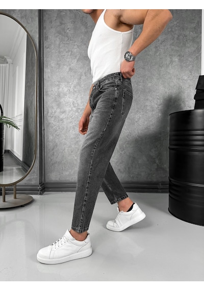 Modefendi Boyfriend Kalıp Yüksek Kalite Kot Pantolon Antrasit