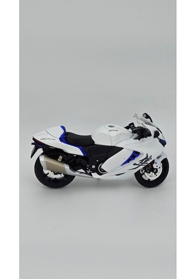 Suzuki Hayabusa 1:12 Diecast Motosiklet - Beyaz Karbon Detaylı Koleksiyon