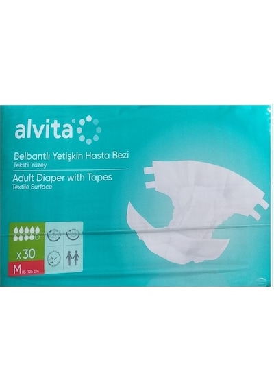 Alvita Bel Bantlı Yetişkin Hasta Bezi 30 Lu Mediun M