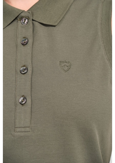 Kadın Regular Fit Kolsuz Polo Haki