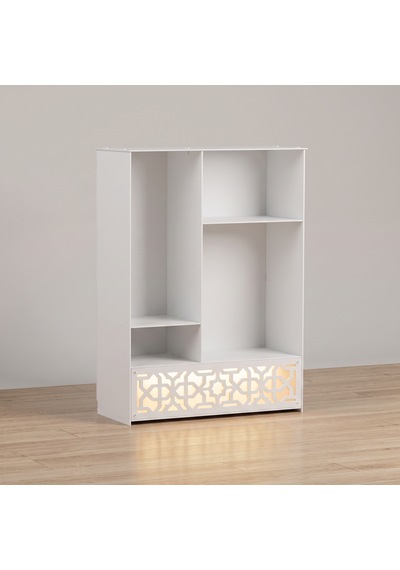 Işıklı Metal Masa Düzenleyici Masaüstü Kitaplık Minimalist Kitap Tutucu Beyaz