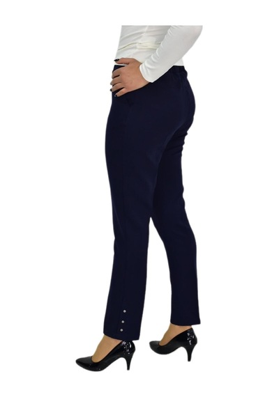 Nazal Kadın Paça Puntalı Beli Lastikli Kumaş Pantolon Bgl-st04323 Lacivert
