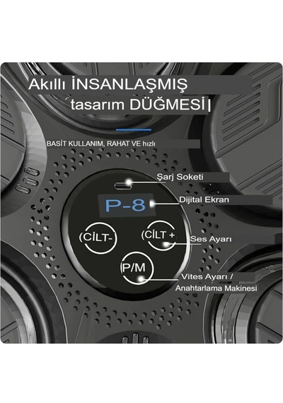 Boks Torbası Akıllı Müzikli Boks Makinesi Eldivenli Yetişkin Çocuk Egzersiz Boks Spor Ekipmanı Siyah