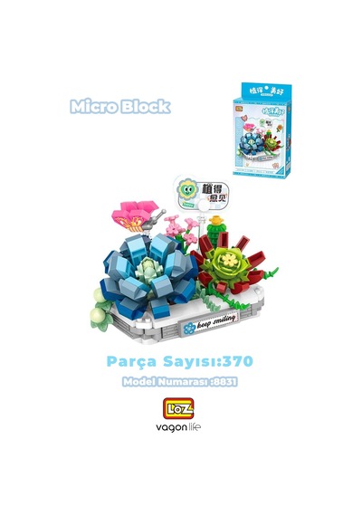 Loz Micro Block Serisi Kar Lotusu Çiçek Buketi Figürü 370 Parça Oyuncak Yapım Seti Fflz-8831