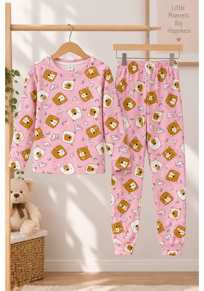 Free Beka Desenli Bisiklet Yaka %100 Pamuklu İnterlok Kumaş Kız Çocuk Uzun Kollu Pijama Takımı Pembe Free Beka Desenli Bisiklet Yaka %100 Pamuklu İnterlok Kumaş Kız Çocuk Uzun Kollu Pijama Takımı Pembe