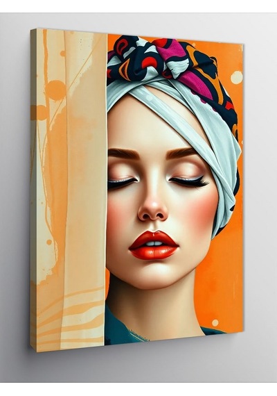 Kanvas Tablo Şık Turbanlı Kadın 50cmx70cm