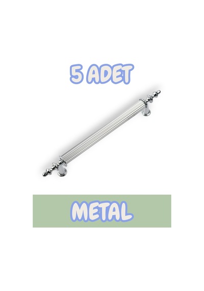 Tuana Rustik Alüminyum Metal Lüks Modern Mobilya Çekmece Mutfak Dolabı Kulpu Krom 160mm 5 Adet Krom
