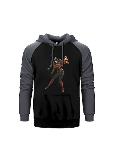 Diablo 3 Female Demon Hunter Gri Renk Reglan Kol Kapşonlu Sweatshirt Gri