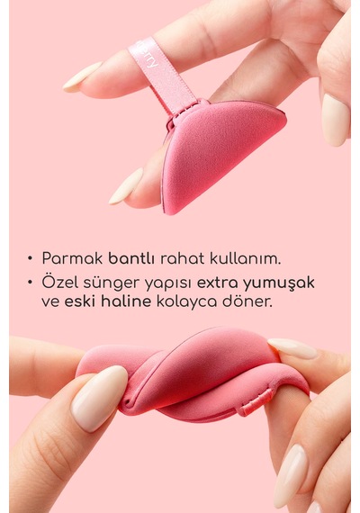 7 Li Yuvarlak Pudra Pufu Makyaj Süngeri Seti Islak/kuru Parmak Bantlı Kutulu Strawberry Pembe