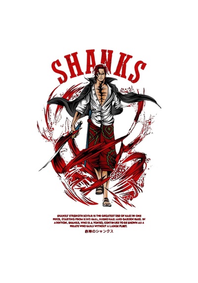 One Piece Shanks - Anime Baskılı Unisex %100 Pamuk Kapüşonlu Sweatshirt Siyah