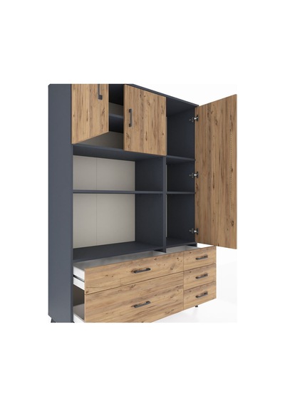 Hyperion Dolap 7 Raflı 5 Çekmeceli 3 Kapaklı 132x44x195 Antrasit-çam/çam Atlas Çam/atlas Çam Hyperion Dolap 7 Raflı 5 Çekmeceli 3 Kapaklı 132x44x195 Antrasit-çam/çam Atlas Çam/atlas Çam