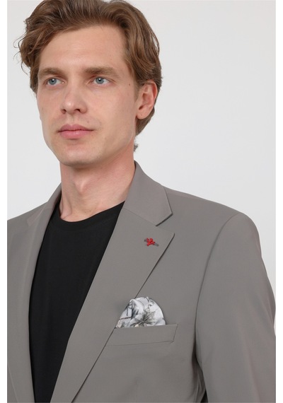 İmza Vizon Kendinden Desenli Mono Yaka 6 Drop Slim Fit Takım Elbise 1001260162