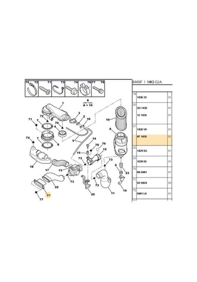 Hava Filtre Hortumu Partner Berlingo Dw8 14266f