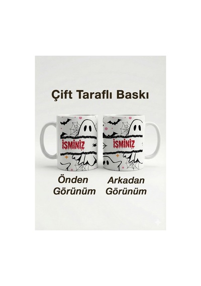 Kişiselleştirilebilir İsme Özel Kupa Bardak - Cadılar Bayramı Hayalet Ve Yarasa Tasarımlı Hediyelik Çok Renkli - 876079926 Çok Renkli - 876079926 Çok Renkli