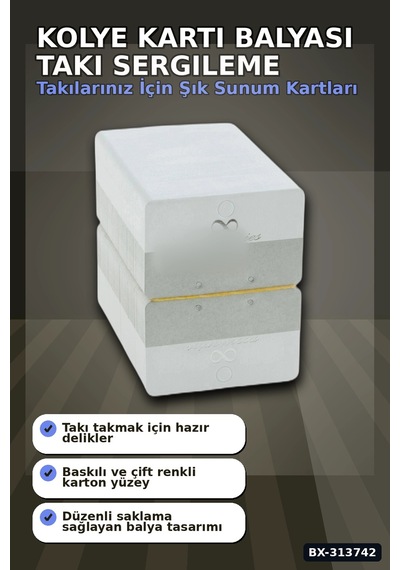 Kolye Kartı 200 Adet Balya 8.5x7cm Karton Malzeme Toplu Paket Takı Sergileme Bx-313742 001 - Beyaz