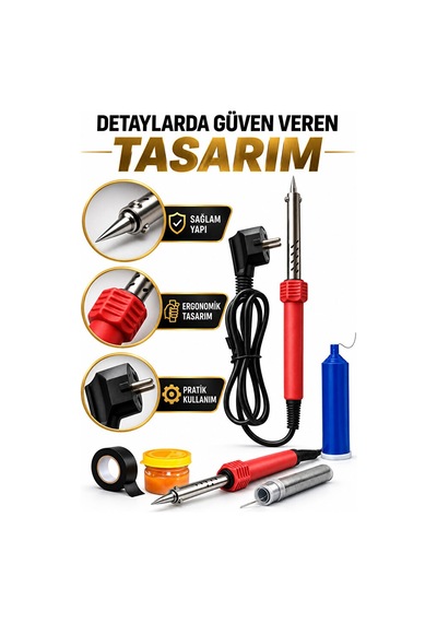 4'lü Lehim Makinesı Seti 40w Havya Kalemi Tel Lehim Pastası Elekt