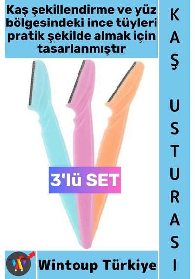 Kaşbakım Tahriş Etmez Dudak Yanak Çene Pürüzsüz Cilt Tüy Alma Şekillendirme Kaş Usturası Üçlü Set