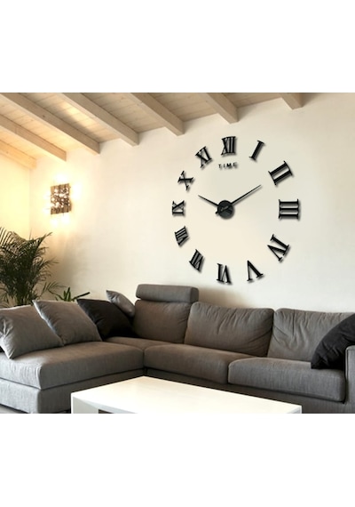 Dekoratif 3D Duvar Saati Roma Rakamlı Model (446720408)