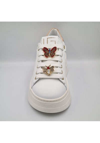 Greyder 59273 Beyaz Altın Hakiki Deri Kalın Taban Kadın Sneaker Beyaz