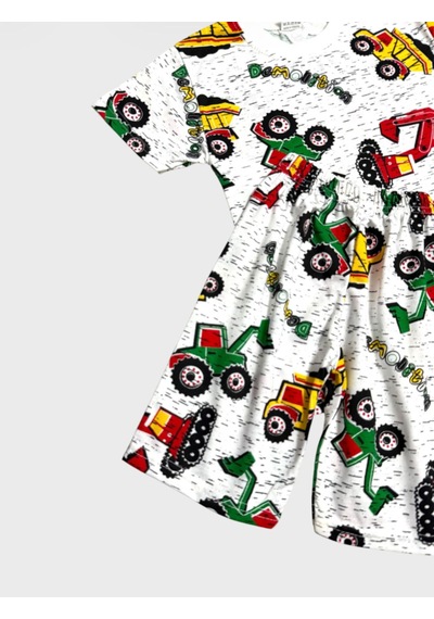 Aliş Kids Erkek Çocuk Pamuklu Beyaz Kepçe İş Makinesi Desenli Kısa Kollu Şortlu Yazlık Pijama Takımı Aliş Kids Erkek Çocuk Pamuklu Beyaz Kepçe İş Makinesi Desenli Kısa Kollu Şortlu Yazlık Pijama Takımı