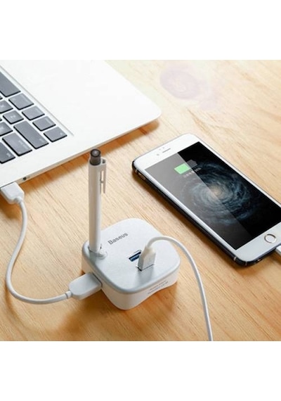 Baseus 4in1 Hub Usb 3.0 Rj45 Tf Sd Kart Okuyucu Ethernet Girişli Kalem Yerli Notebook Adaptörü