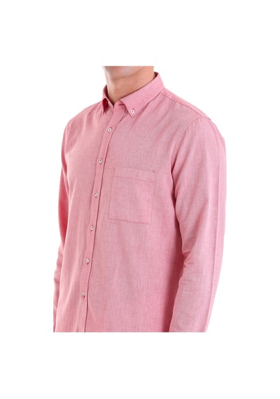 Hatemoğlu Bordo Comfort Fit Düz 100% Pamuk Düğmeli Yaka Uzun Kollu Casual Oxford Gömlek Bordo