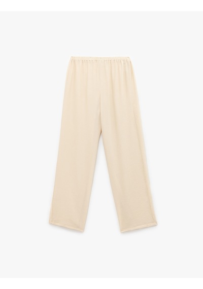 Koton Beli Lastikli Bürümcük Düz Paça Pantolon Bej 5sal40128ıw Ekru