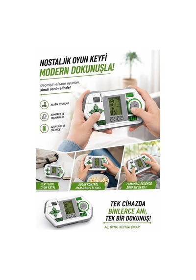 Premium Konsol Hobi Oynama Oyun Kolu Atari Joystick Tetris Gameboy Gc015 Beyaz